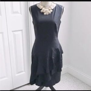 Women’s Banana Republic Black Ruffle Fit & Flare dress. Size 0